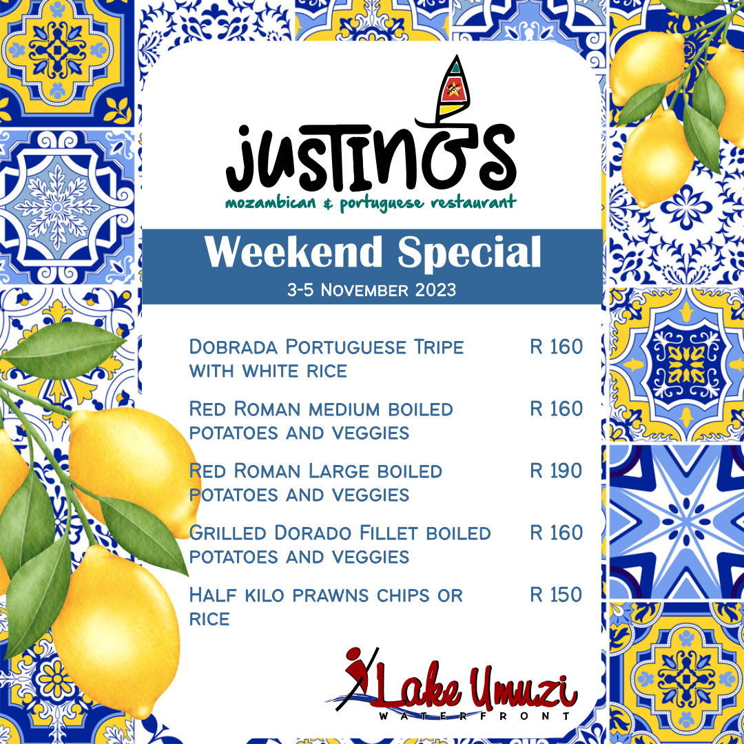 Justino's Weekend Menu 3 November